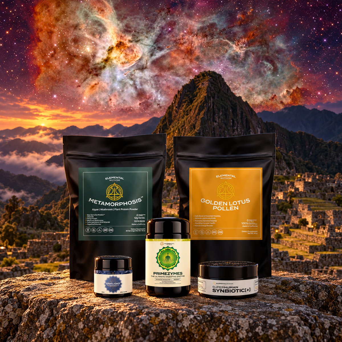 Daily Vitality in a sacred-site landscape with an artistic celestial sky