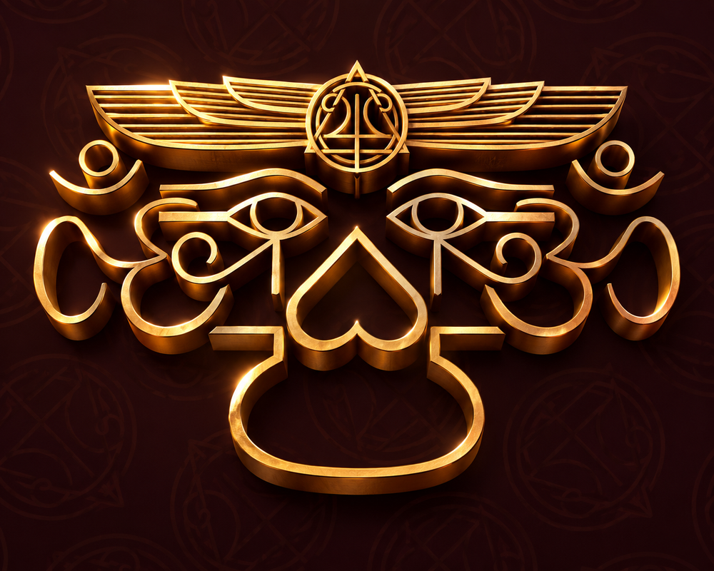 Elemental Wizdom gilded winged face in sculptural golden relief