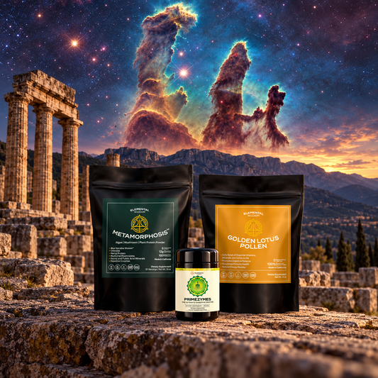 Energy Focus in a sacred-site landscape with an artistic celestial sky