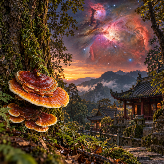Neurogenesis in a sacred-site landscape with an artistic celestial sky